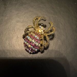Multicolor Crystal Spider Brooch